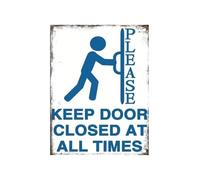 Door Shut Reminder Aluminum Tin Sign 12x8 Inch