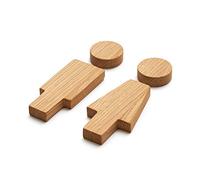 Door Sign Beautiful Decorative Wooden Restroom Bathroom Wardrobe WC Toilet Room Humor Funny Sign Solid Oak Men Women Sign Invalid Sign (Natural, Shapes)
