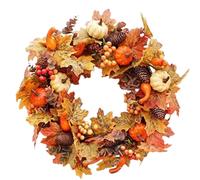 Door Wreath, Autumn Artificial Door Wreath, Suitable for Front Door, Outdoor, Window, Wall, Garden, Wedding, Holiday Party, Home Decoration (B-45cm)