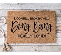 Doorbell Broken Yell ding Dong Really Loud, paillasson amusant, cadeau de pendaison de crémaillère, tapis de bienvenue, cadeau de clôture, cadeau de mariage 45,7 x 76,2 cm