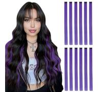 DOORES 12 Pcs de Rallonges de Cheveux à Clips, 22 Inch Deep Purple, 12 Pcs de Rallonges de Cheveux droites et colorées pour les femmes, Accessoires de Fête pour Petites Filles (Deep Purple)