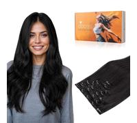 DOORES Extension a Clip Cheveux Naturel, Noir Naturel 30cm 12 Pouces 7 pièces 80g Extension à Clip Cheveux Naturel Vrai Cheveux Humain Remy Extensions Cheveux Naturels à Clip