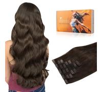 DOORES Lot de 7 extensions capillaires à clip, en cheveux humains naturels à clip, 50 cm, 130 g, pour femme