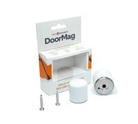 DoorMag Aimant de porte à deux volets | Butée de porte et aimant avec loquet | Vis de fixation incluses (blanc)