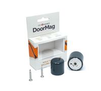 DoorMag Aimant de porte à deux volets | Butée de porte et aimant avec loquet | Vis de fixation incluses (gris anthracite)