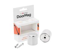 DoorMag Aimant de porte à deux volets, loquet de porte magnétique et butée de porte pour portes pliantes à deux volets - Support magnétique robuste, vis de fixation incluses - Chrome brossé