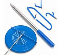 Doorslay Accessoires Télescopiques pour Perche Disc Golf Retriever de 16 Pieds, Outil de Ramassage Extensible en Acier Inoxydable avec 3 Crochets Interchangeables Recouverts Caoutchouc (FPZ-01)