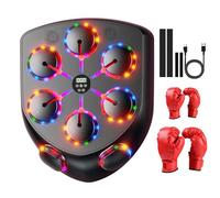 doorslay Machine de Boxe Musicale avec Synchronisation BT, Cible de Frappe électronique pour Adultes et Enfants, équipement D'entraînement Fitness Mural avec Puce AI, Suivi du (Ensemble parent-enfant)