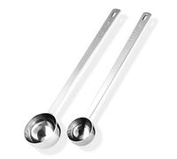 Doosu Cuillère doseuse à café en acier inoxydable 18/8, 21 cm, manche extra long, pour grains de café moulus, expresso, protéines en poudre, thé (15+30ml, Argenté)