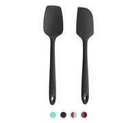 Doosu Ensemble de 2 Spatules en silicone :Ustensiles de cuisine en caoutchouc résistant à la chaleur jusqu'à 315 °C de qualité alimentaire sans BPA pour mélanger,gratter,cuire,remuer et servir (Noir)