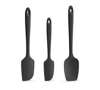 Doosu Ensemble de 3 Spatules en silicone :Ustensiles de cuisine en caoutchouc résistant à la chaleur jusqu'à 315 °C de qualité alimentaire sans BPA pour mélanger,gratter,cuire,remuer et servir (Noir)