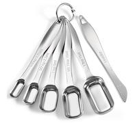 Doosu Ensemble de cuillères à mesurer en métal, cuillères à café carrées étroites à long manche en acier inoxydable 18/8, adaptées aux pots à épices avec niveleur (Ensemble de 6)