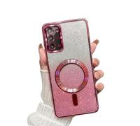 Doowear Galaxy S20+Plus Case Magnetic Glitter [Support Magsafe Charger] Anti-Scratch Shockproof Luxury Plated Clear Full Camera Protection Phone Cover Case for Samsung Galaxy S20 Plus-Pink