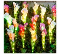 DooYard Lot de 4 lampes solaires de jardin en forme de lys calla, version améliorée avec tiges lumineuses, lampes solaires à changement de couleur pour décoration de jardin, décoration de cour et