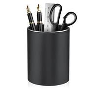 Dopaka Pot à crayons rond en métal,porte-crayons pour bureau, porte-pinceaux de maquillage, pot à crayons, organisateur de stylos pour bureau, école, maison et enfants 10 x 9 cm (Noir)
