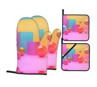 Dopamine Color Blocks Lot de 4 gants antidérapants pour cuisine Motif blocs de couleurs