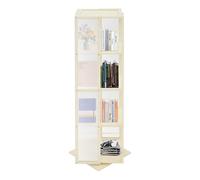 DOPBENT Bibliothèque rotative à 4 étages - Petite bibliothèque rotative à 360° - Pour salon, bureau, bureau (blanc crème)