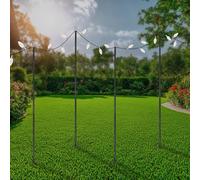 DOPBENT Lot de 4 mâts de guirlande lumineuse de 3 m avec piquet et fourche en forme de U - Barre lumineuse d'extérieur pour jardin, terrasse, balcon - Crochet de berger en fer pour guirlandes