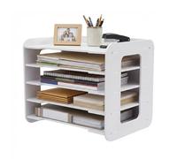 DOPBENT Porte-documents à 5 étages - Organiseur de bureau - Corbeille à courrier A4 avec 5 compartiments - Porte-documents en PVC - Pour bureau, maison et école - Blanc