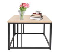 DOPBENT Table basse Cube en métal et bois, 60 x 60 x 45 cm, moderne, couleur bois, pour bureau, balcon, salon