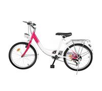 DOPBENT Vélo 20 pouces pour fille - 6 vitesses - Avec phare et support arrière - Vitesse et hauteur réglables - Vélo hollandais - Vélo de ville