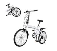 DOPBENT Vélo pliable de 20 ", dérailleur 6 vitesses pour femme, homme et enfant, réglable pour le sport, l'extérieur, le cyclisme, les trajets en plein air, le camping, blanc