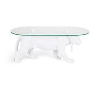 DOPE AS HELL - Table basse ovale en verre blanche L90 Blanc