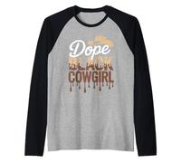 Dope Black Cowgirl Typographie Western Chapeau Fusion Manche Raglan