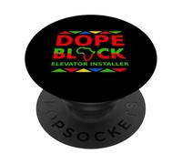 Dope Black Elevator Installer Fier Black Career Pride Job PopSockets PopGrip Adhésif