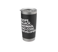 Dope Black Woman Développeur sans code Ingénieur afro-américain Gobelet isotherme en acier inoxydable double paroi