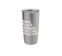 Dope Black Woman Développeur sans code Ingénieur afro-américain Gobelet isotherme en acier inoxydable double paroi