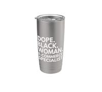 Dope Black Woman Spécialiste du commerce électronique Mois de l'histoire des Noirs Gobelet isotherme en acier inoxydable double paroi