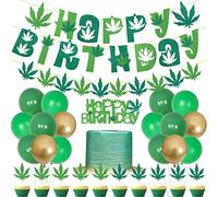 Dope Décorations d'anniversaire Bannière de mauvaises herbes en feutre sur le thème des feuilles de mauvaises herbes pour gâteau d'anniversaire 420 ans