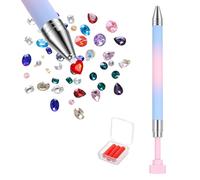 DOPENSPI 1 stylo de cire pour nail art avec 6 recharges de cire, outil de sélection de strass rechargeable, stylo pour nail art et pointillage de strass