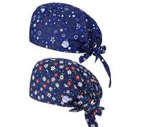DOPENSPI 2 pièces de bonnets chirurgicaux pour femmes, bonnets de travail ajustables en coton pour infirmières avec boutons et bandeau de transpiration pour femmes et hommes