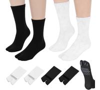 DOPENSPI 4 paires de chaussettes Tabi Flip Flop, chaussettes à orteils divisés avec points en silicone antidérapants pour unisexe 35-40 style japonais chaussettes Tabi pour femmes chaussettes de yoga