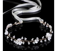 DOPENSPI Accessoire de cheveux pour bouquetière, bandeau de princesse en cristal pour femme et fille, couronne de perles pour filles, mariage, anniversaire, communion