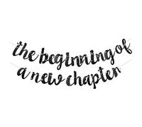 DOPENSPI Bannière « The Beginning of A New Chapter » à paillettes « The Beginning of A New Chapter » - Décoration de fête - Noir