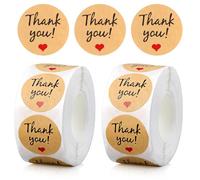 DOPENSPI Lot de 1 000 autocollants de remerciement en papier pour petites entreprises - Marron - 2,5 cm - Autocollants ronds pour emballage, cadeaux, enveloppes, boutiques (symbole cœur)