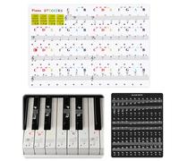 DOPENSPI Lot de 2 autocollants de notes de clavier de piano pour 88/61/49/37 touches, avec noms de portée, invite d'appel, lettres de clavier de piano amovibles, étiquette de notes pour débutants
