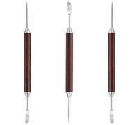 DOPENSPI Lot de 3 stylos à latte en acier inoxydable à double extrémité avec poignée en bois, outils d'art latte, accessoires de barista, outil de café pour la maison, le café, le bar
