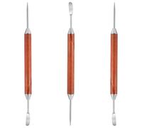 DOPENSPI Lot de 3 stylos à latte en acier inoxydable à double extrémité avec poignée en bois, outils d'art latte, accessoires de barista, outil de café pour la maison, le café, le bar