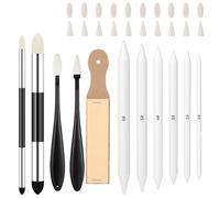 DOPENSPI Lot de 31 stylos éponges, taille-crayons en papier abrasif, estompes et éponges pour estompes, bâtons de mélange, croquis, dessin, estompes, crayons, outils pour le dessin, les artistes, les