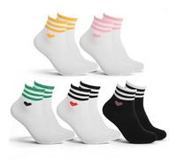 DOPENSPI Lot de 5 paires de chaussettes multicolores pour femme 36-42, en coton, blanches, tendance, avec cœur, respirantes, chaussettes de sport pour filles et adolescents