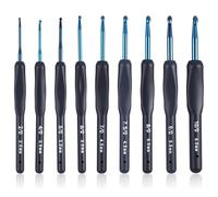 DOPENSPI Lot de 9 crochets de 2 à 6 mm avec silicone ergonomique, crochets extra longs, accessoires pour débutants et amateurs de crochet