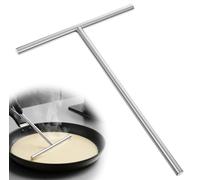 DOPENSPI Râteau à crêpes rond en acier inoxydable - 26 x 18,5 cm - Répartition uniforme de la pâte avec long manche - Pour crêpes, crêpes et crêpes aux œufs