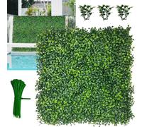 DOPGIB Panneau mural en gazon artificiel, 25,4 x 25,4 cm (16P) à 4 couches de feuilles anti-UV imitation buis pour intérieur, extérieur, terrasse, balcon, intimité et clôture de lierre pour intimité