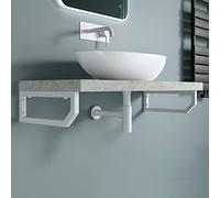 doporro 2 Pièces Équerre de Fixation Blanc Plan de Toilette Étagère Tablette Murale Porte-Serviette en Acier Inoxydable 40x2,5x15cm WH03