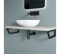 doporro 2 Pièces Équerre de Fixation Noir Plan de Toilette Étagère Tablette Murale Porte-Serviette en Acier Inoxydable 43x2,5x15cm WH04