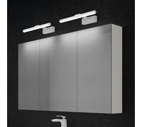 doporro Armoire Murale Salle de Bains avec Miroir et Lampe Luxaris Chromé Placard de Rangement Étagères Réglable Blanc Mat en Bois Armoire de Toilette 3 Portes 60x15x70 cm Spiegelschrank 02